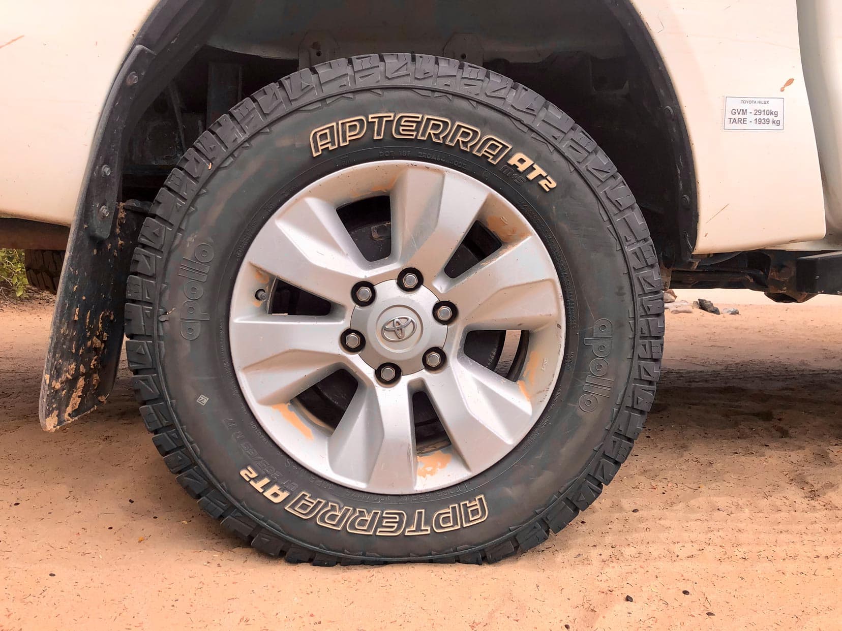 The All-terrain Apollo tyre we use on our Hilux 4x4