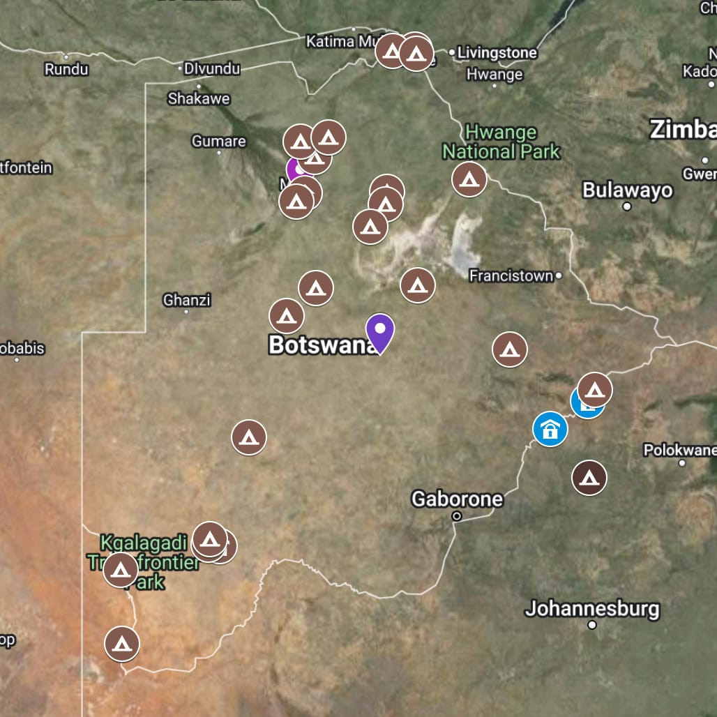 Botswana itinerary map