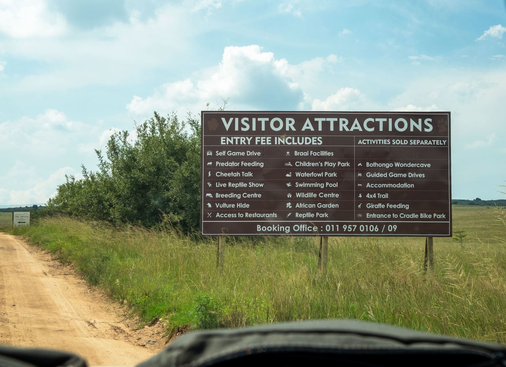 visitor attractions sign at Bothongo Reserve