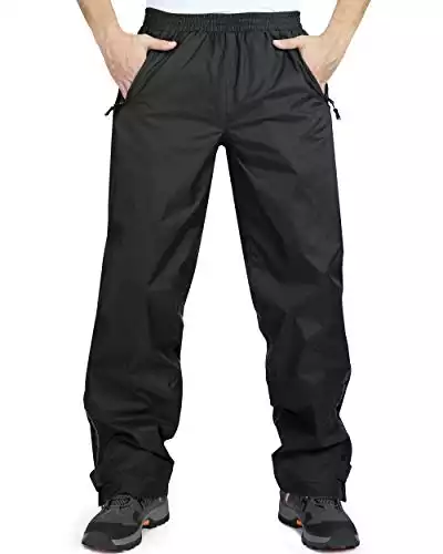 33,000ft Men’s Waterproof Trousers Lightweight Breathable Rain Overtrousers, Outdoor Windproof Rain Over Pants for Golf Hiking Fishing Cycling Black XL/32 Inseam