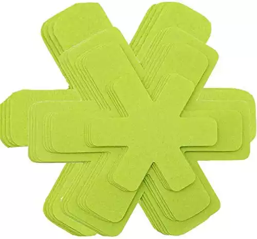 Pot and Pan Protectors, Set of 16 and 4 Different Sizes, Green Flower Pot Separation pad/Stacked pots and Pans pad/Pot partition Protection pad, Used to Protect and Separate pots and Pans