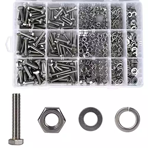 Fully Threaded Stainless Steel Nuts and Bolts Assortment Kit
