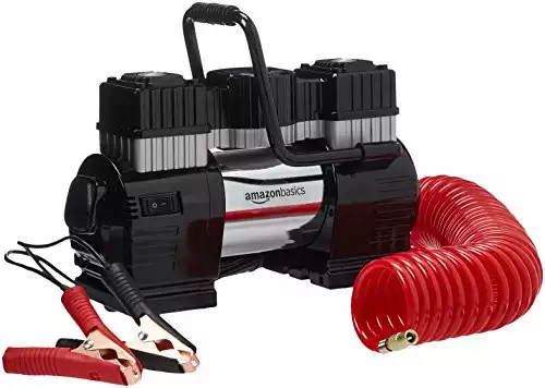 Portable Air Compressor, Dual Battery Clamps with Carrying Case