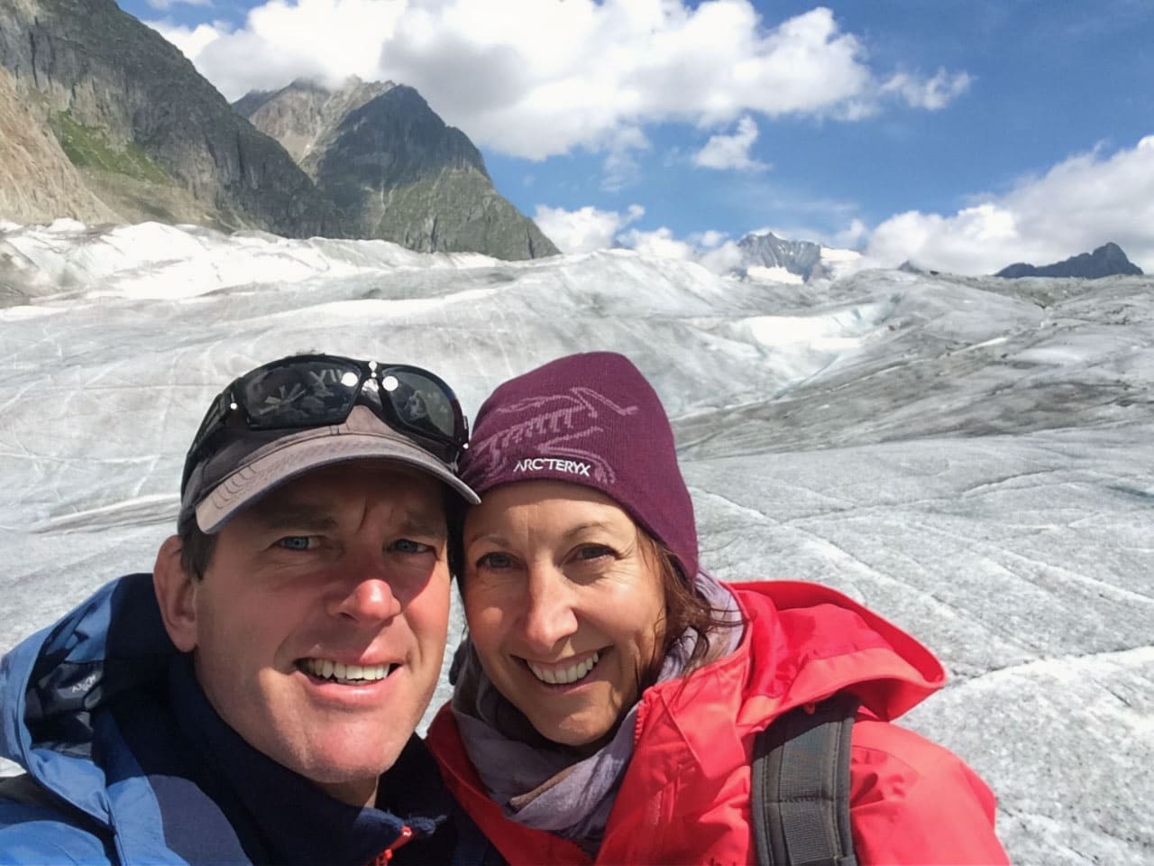 Shelley and Lars hiking the Aletsch Glacier