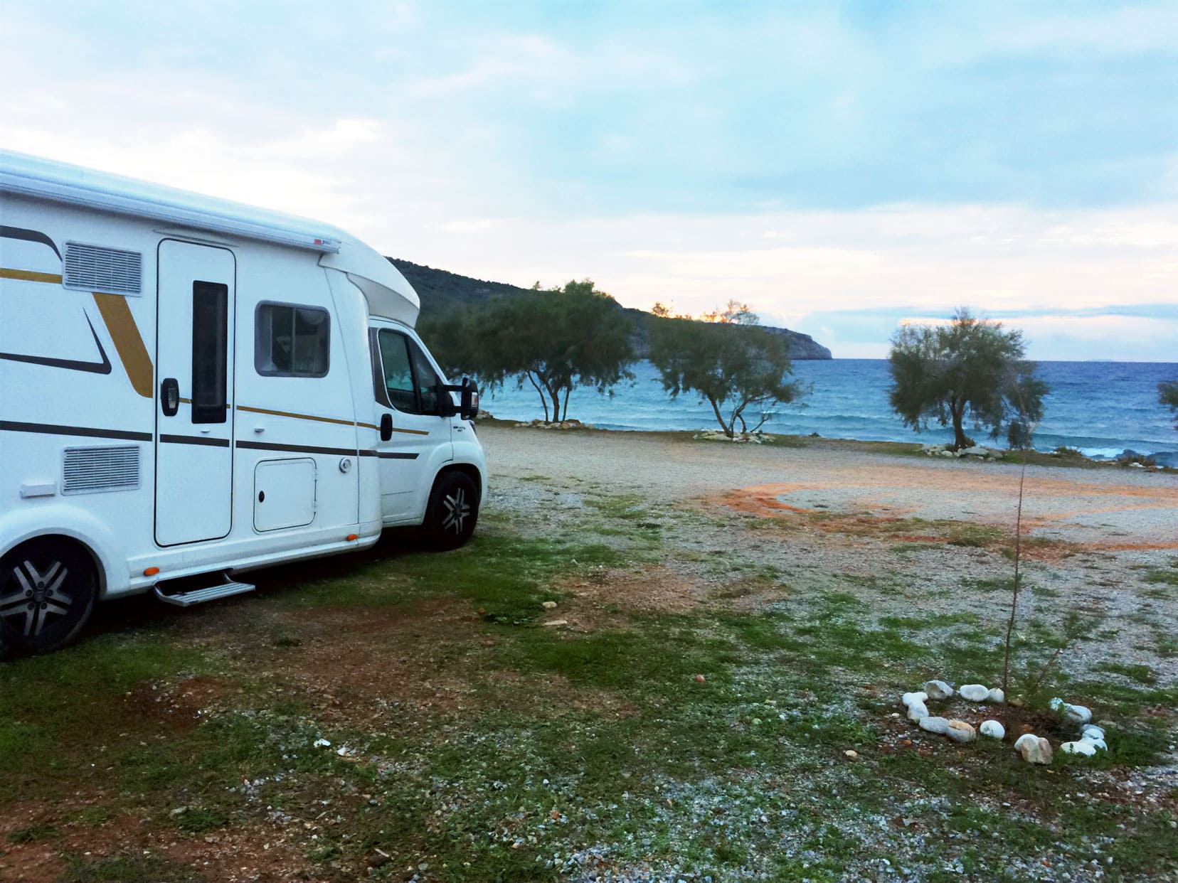 Motorhome parked by the beach