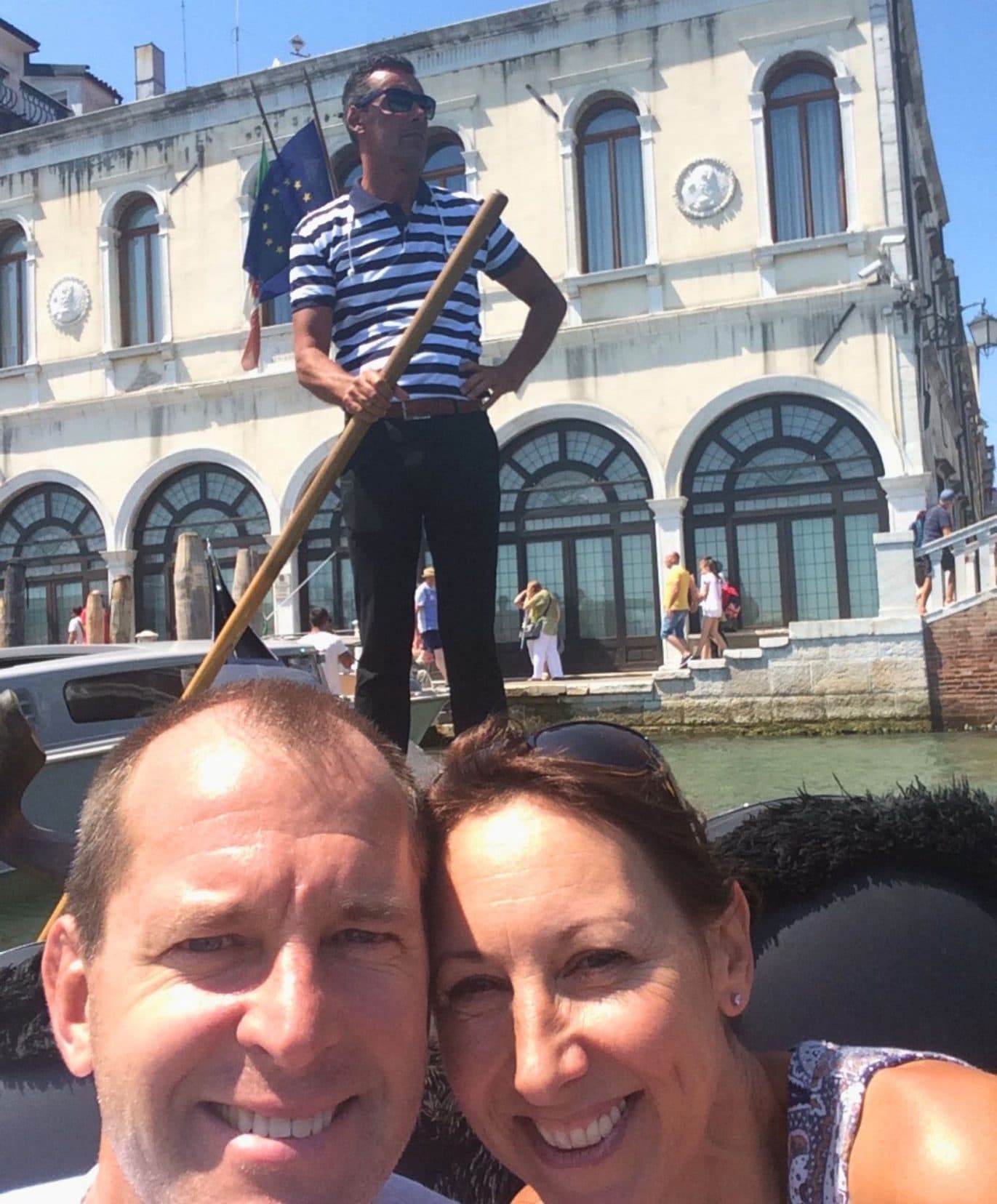 Lars and Shelley Romancing it up in Venice on a gondola