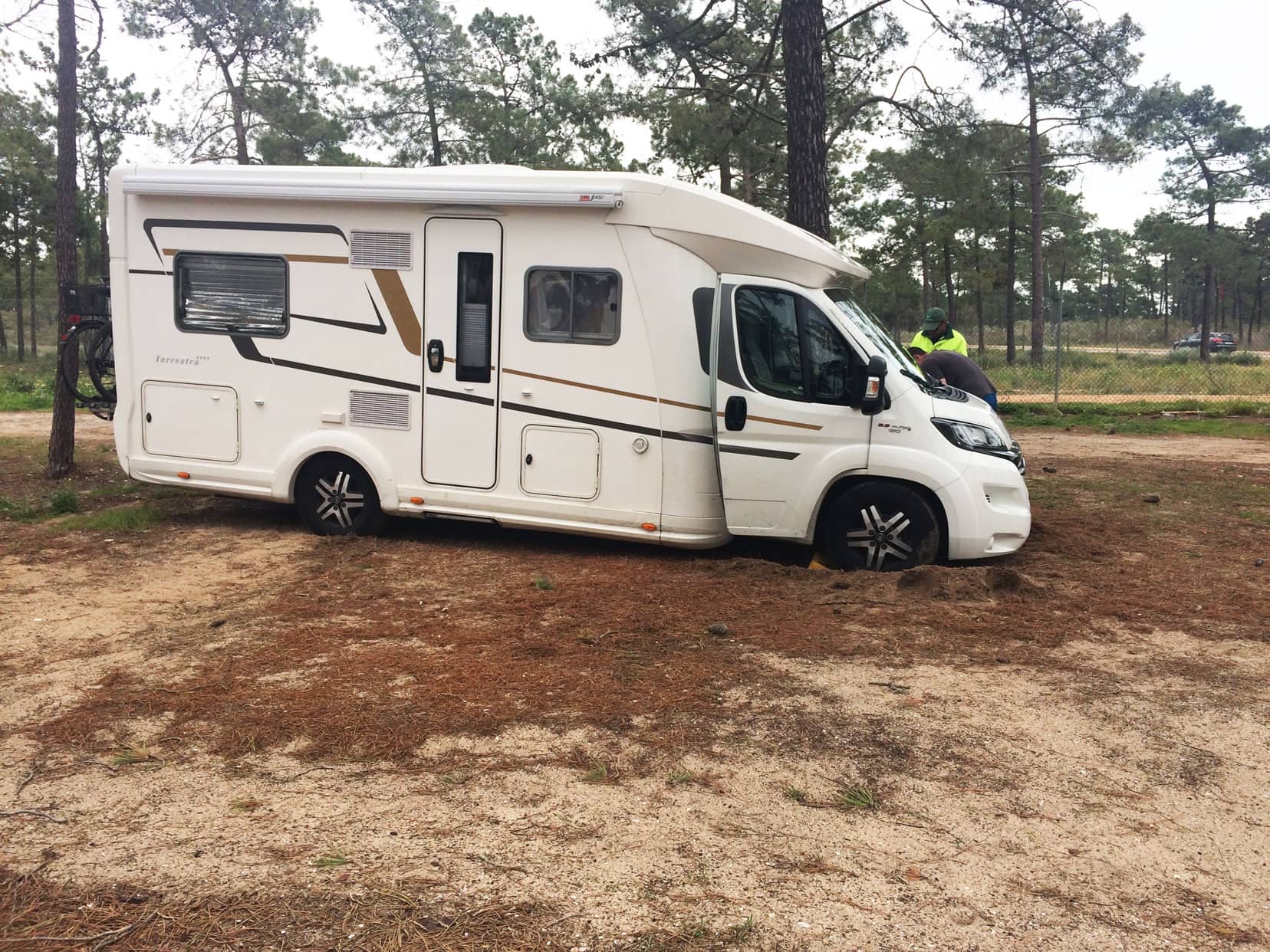 Our motorhome bogged  in a campsite in Spain