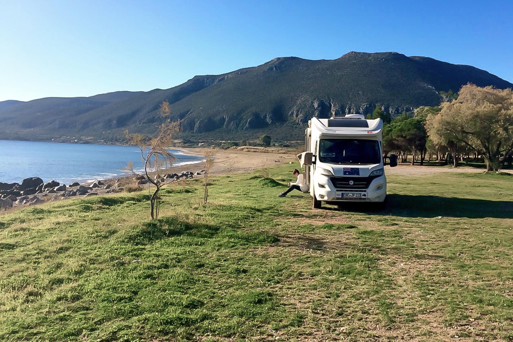 kastraki-beach-parked-up with campervan