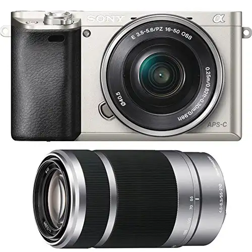 Sony Alpha a6000 24.3MP Digital Camera with 16-50mm Power Zoom and 55-210mm Lenses (Silver)