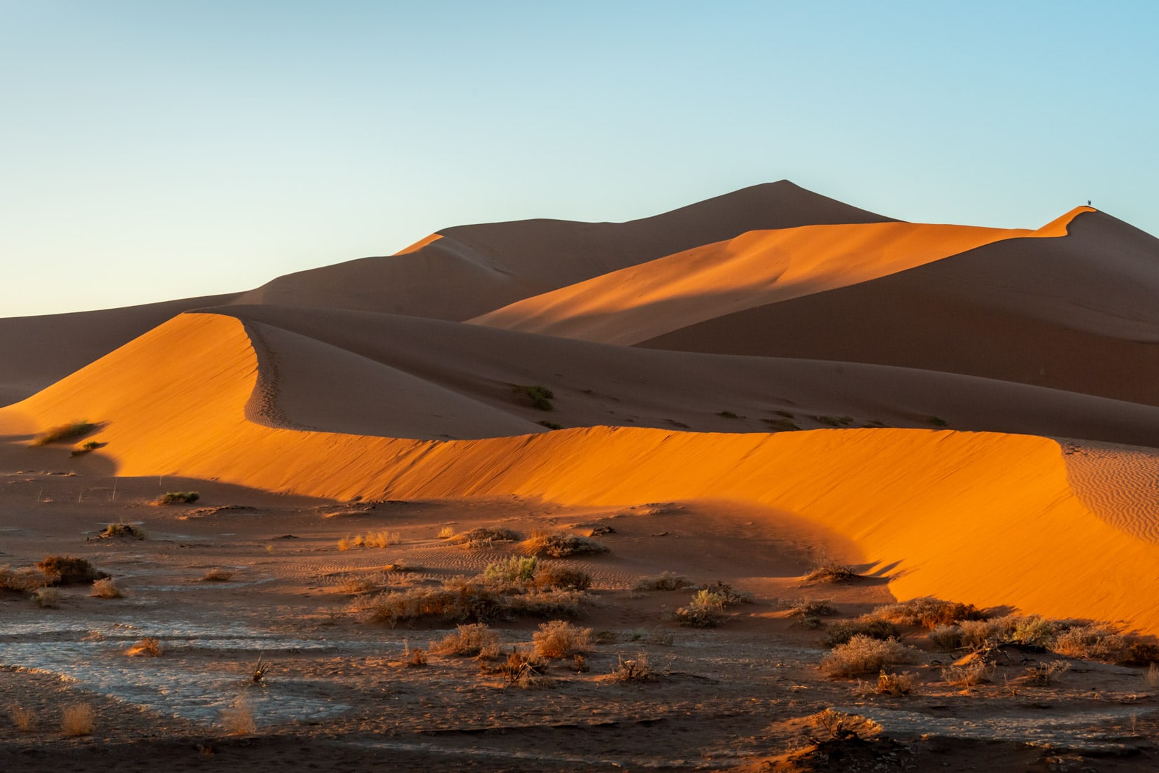 Big-Daddy-and-surrounding-dunes-at-sunrise,-Sossusvlei