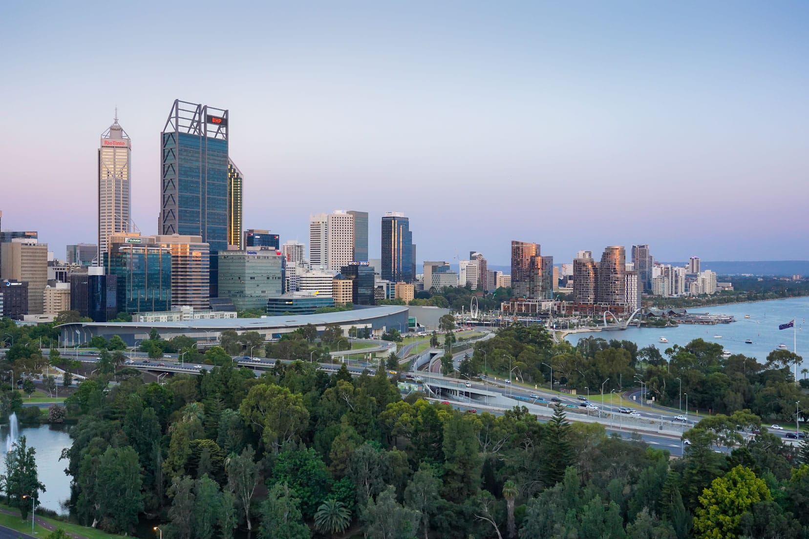 view of Perth City from Kings Park in western australia 