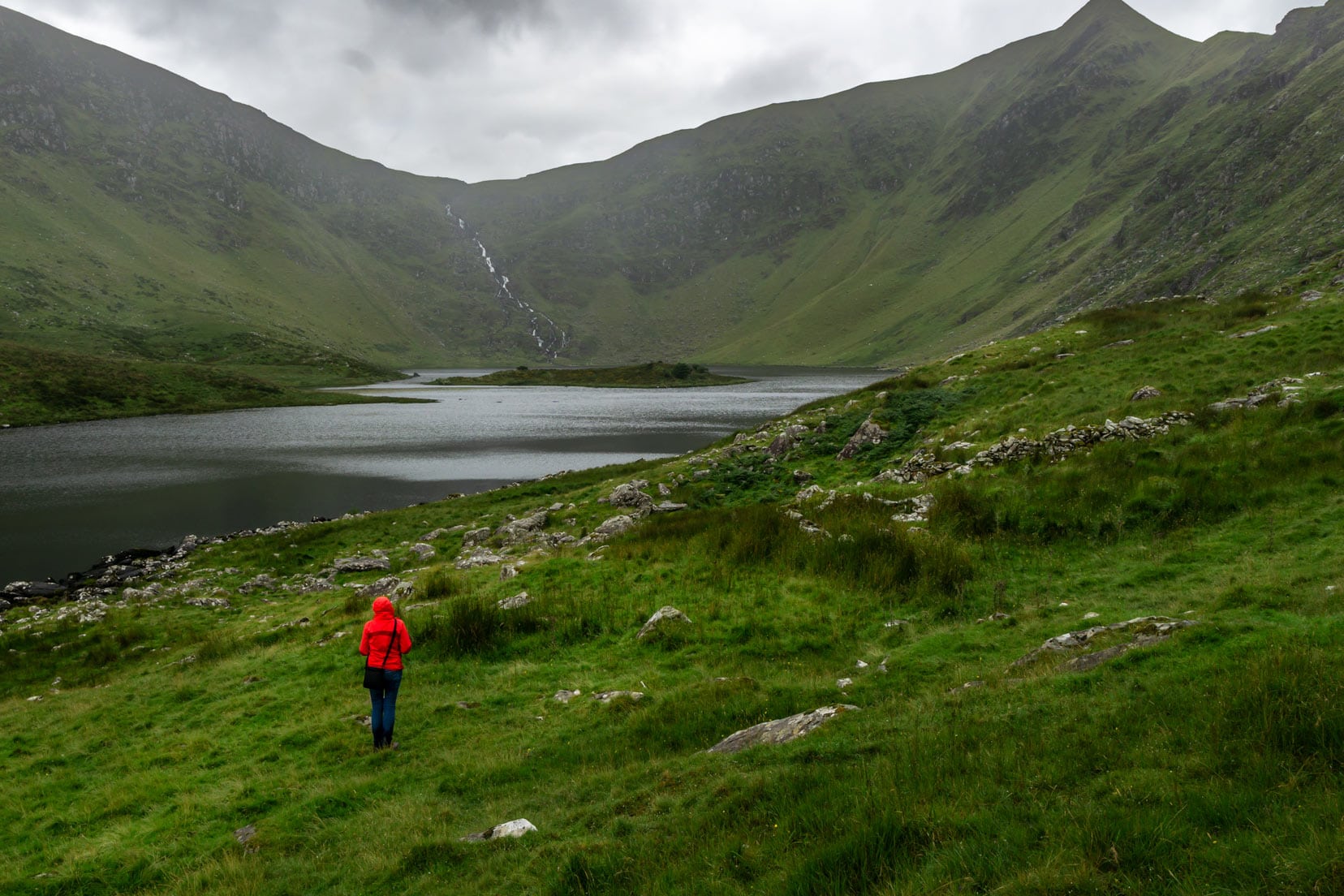 Sheley stood by Lough Adoon - a lake surrounded by lush green hills