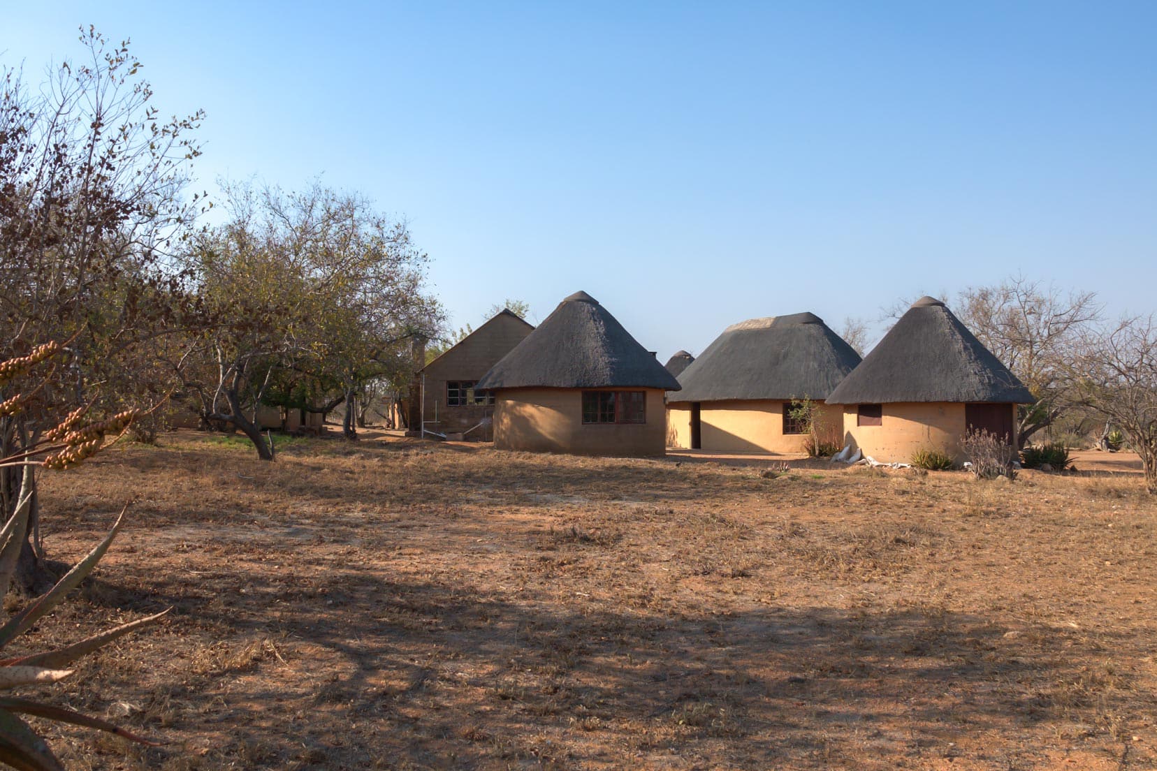 Our house sitting in the South African Bush - A few round huts with straw roofs