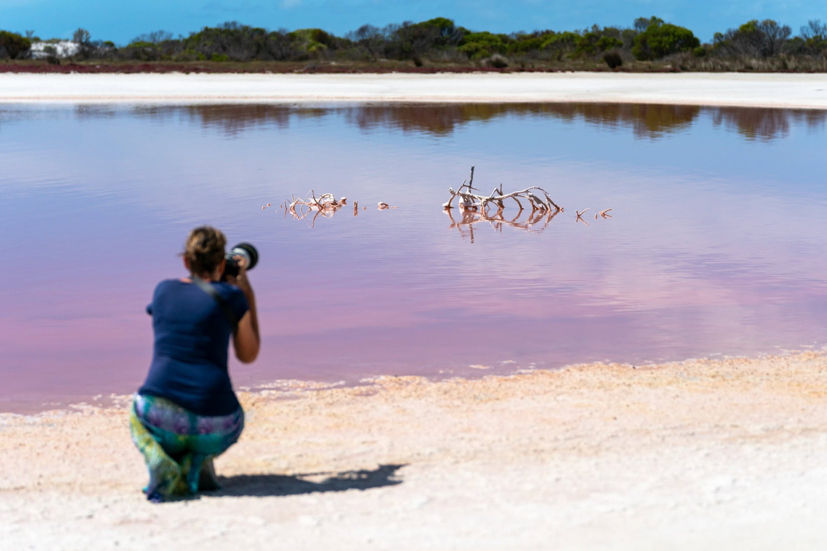 Shelley taking photo at Israelite Bay pink lake 