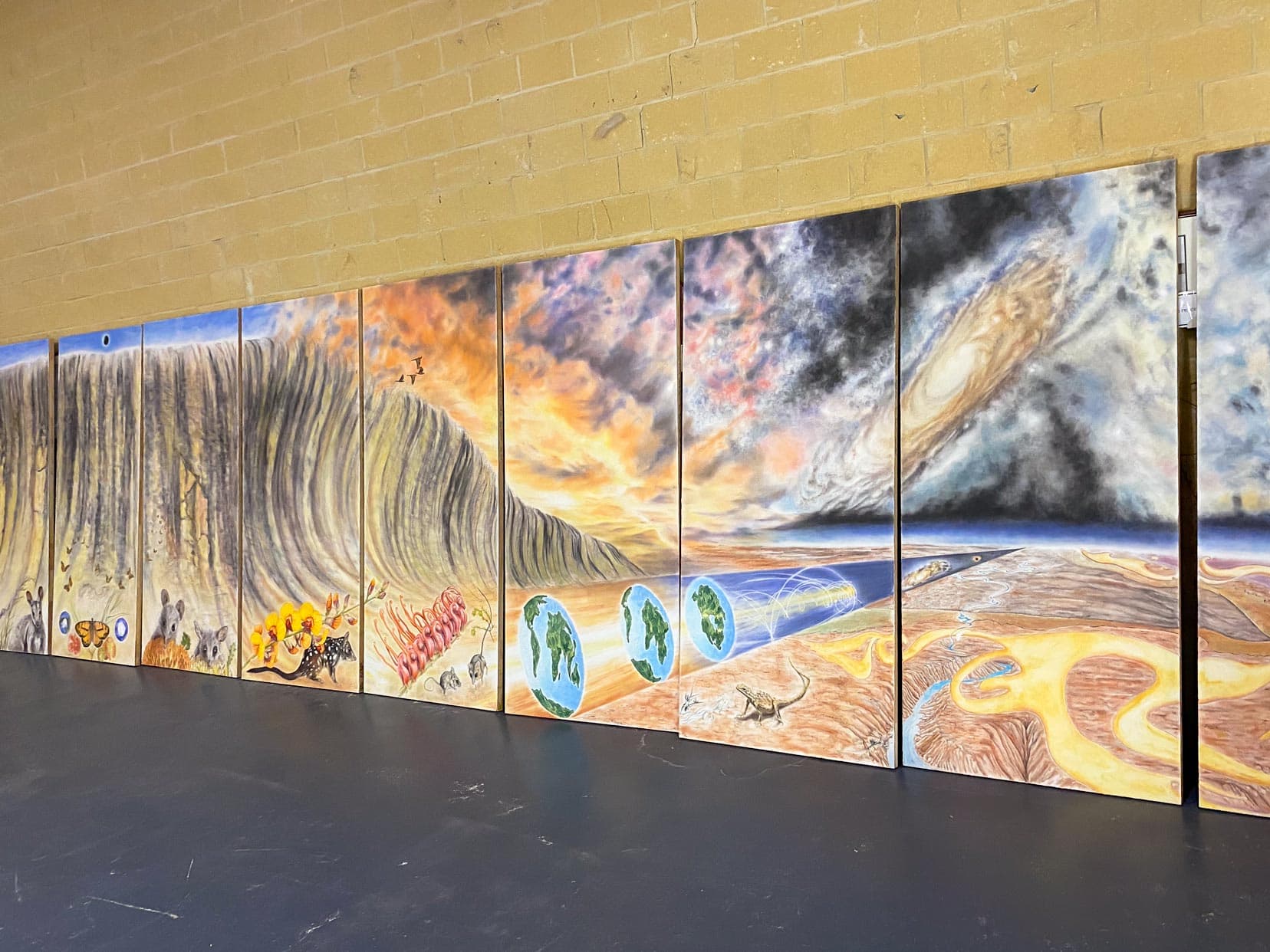 Large mural like painting of wave rock