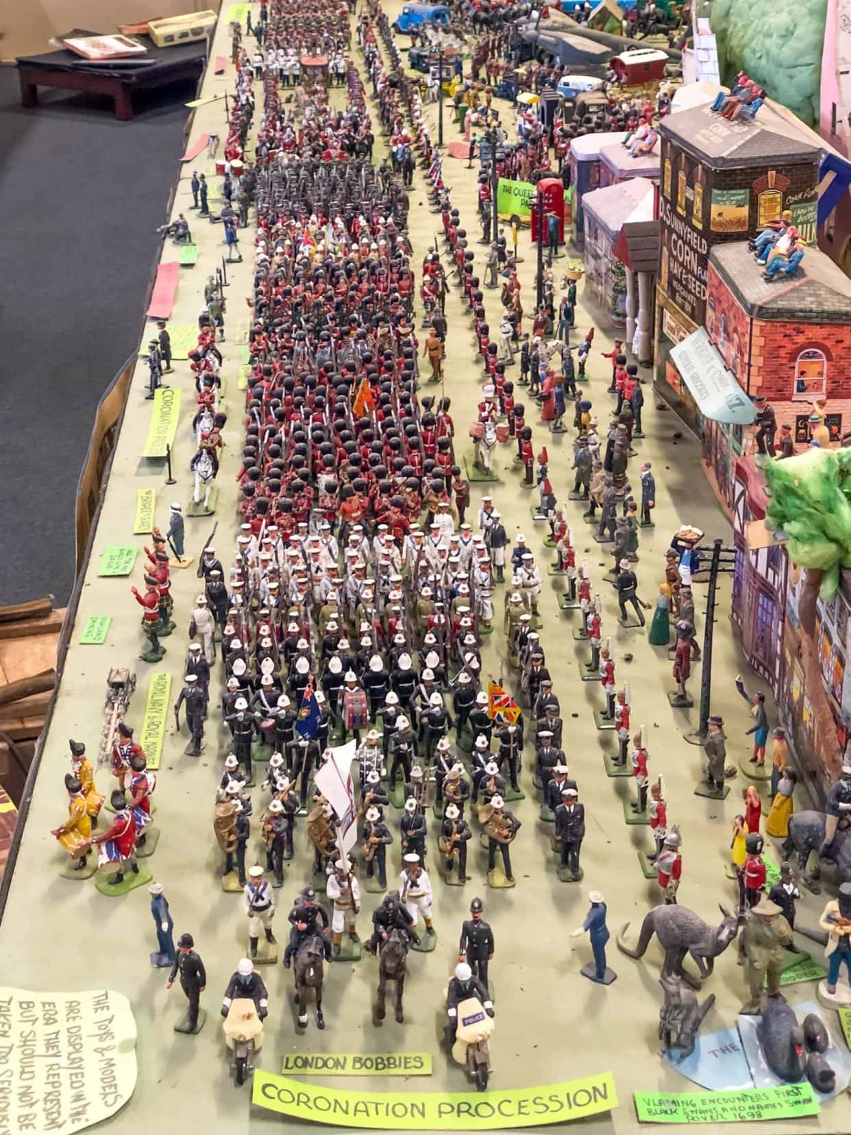 coronation set up of miniature soldiers 