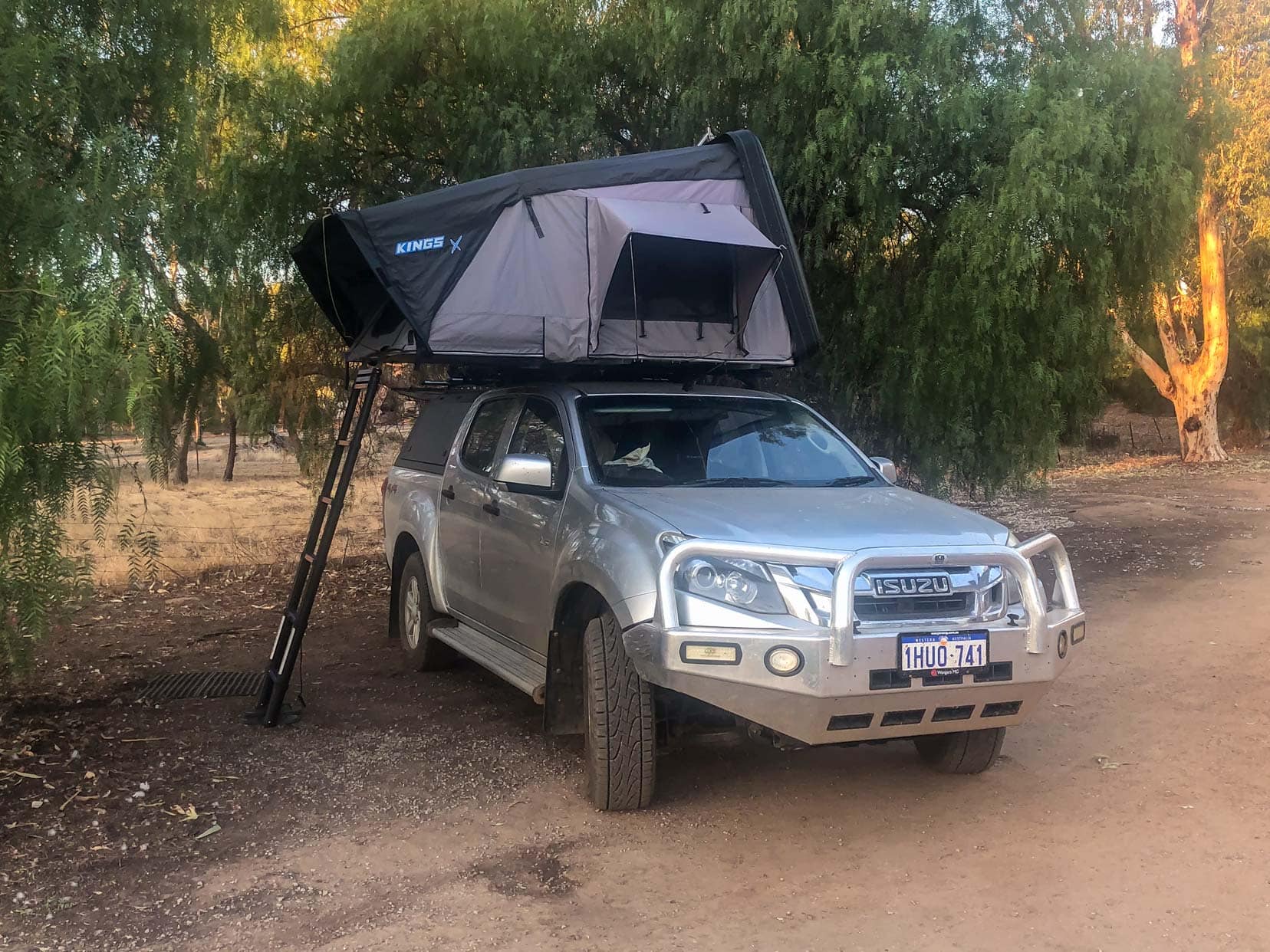 Our CAr with roof top tent set up 