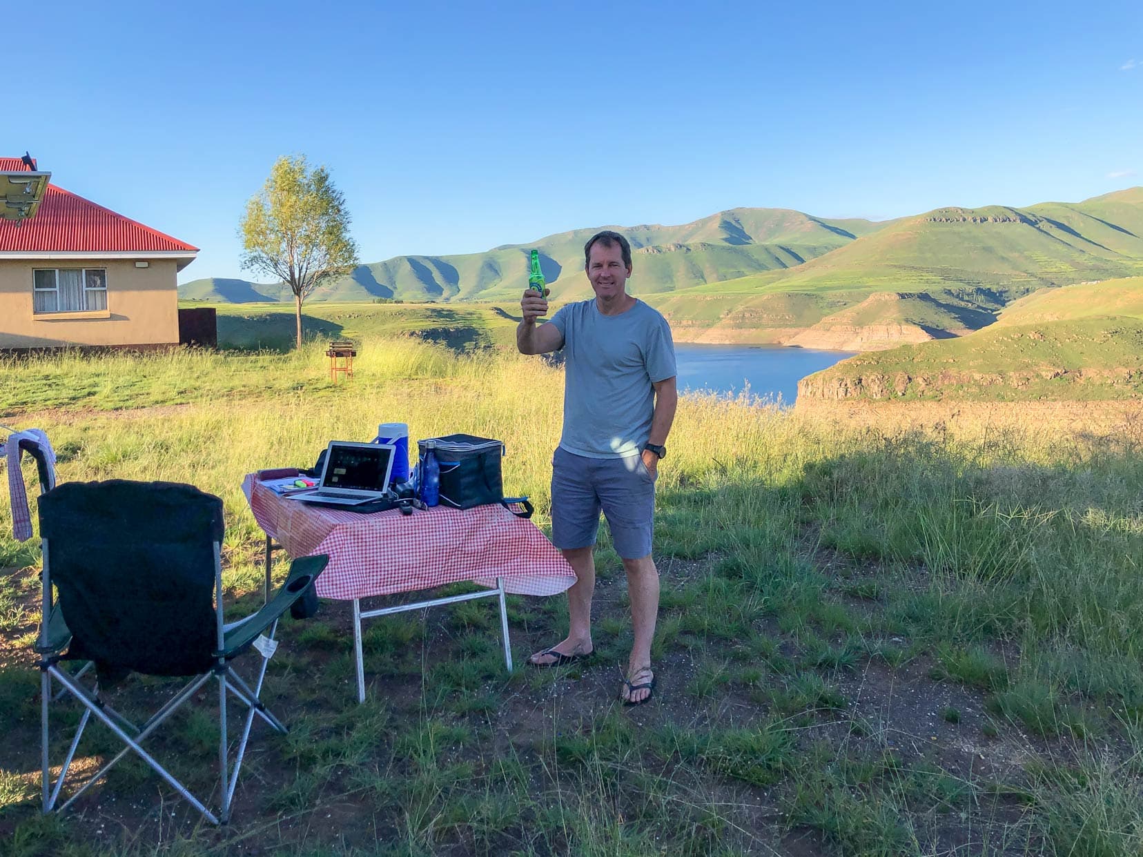Lesotho_Katse-Lodge-campsite-sundowner