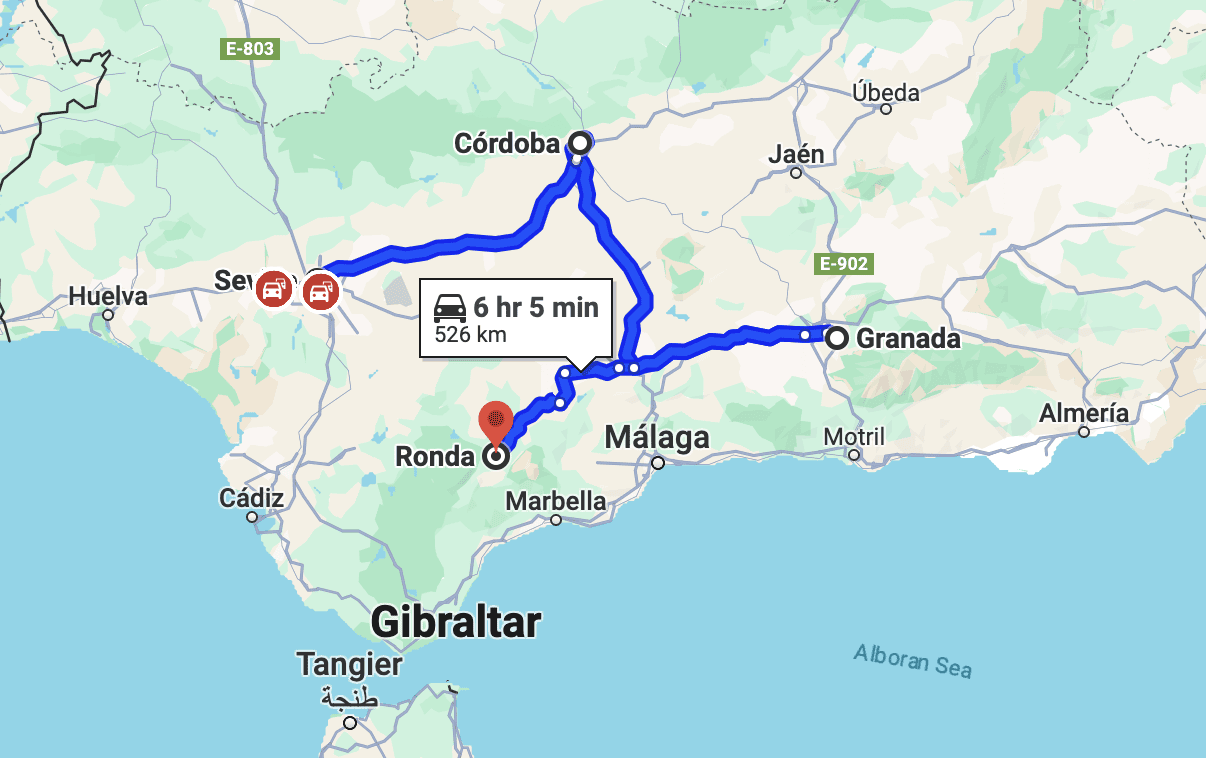 Spain Route Map