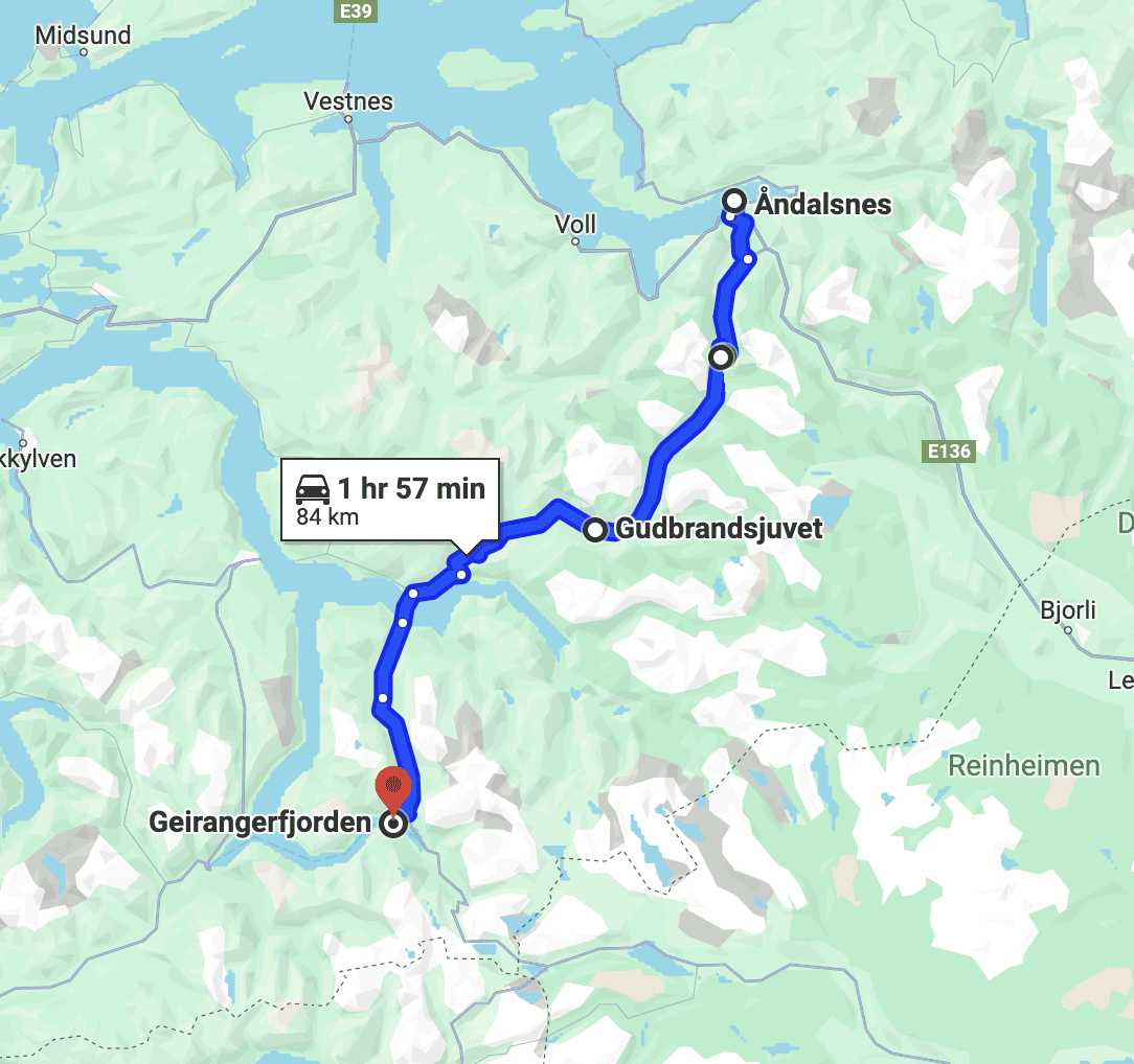 Trollstigen Road Trip Norway Route Map