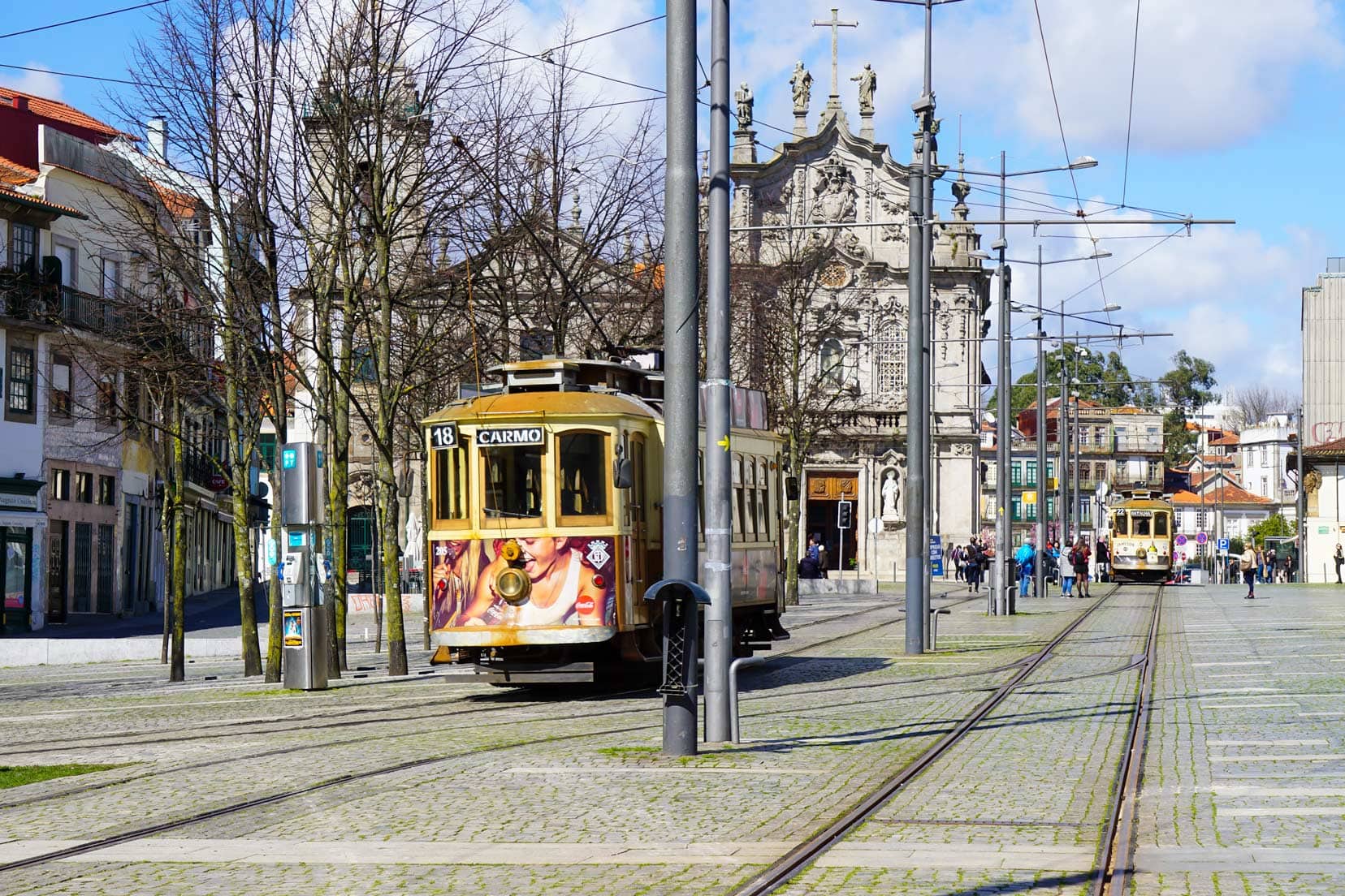 Porto tram in a street 