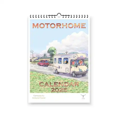 Motorhome Humour Cartoon Funny 2025 Yearly Wall Hanging Calendar - Cartoons by Armand Foster