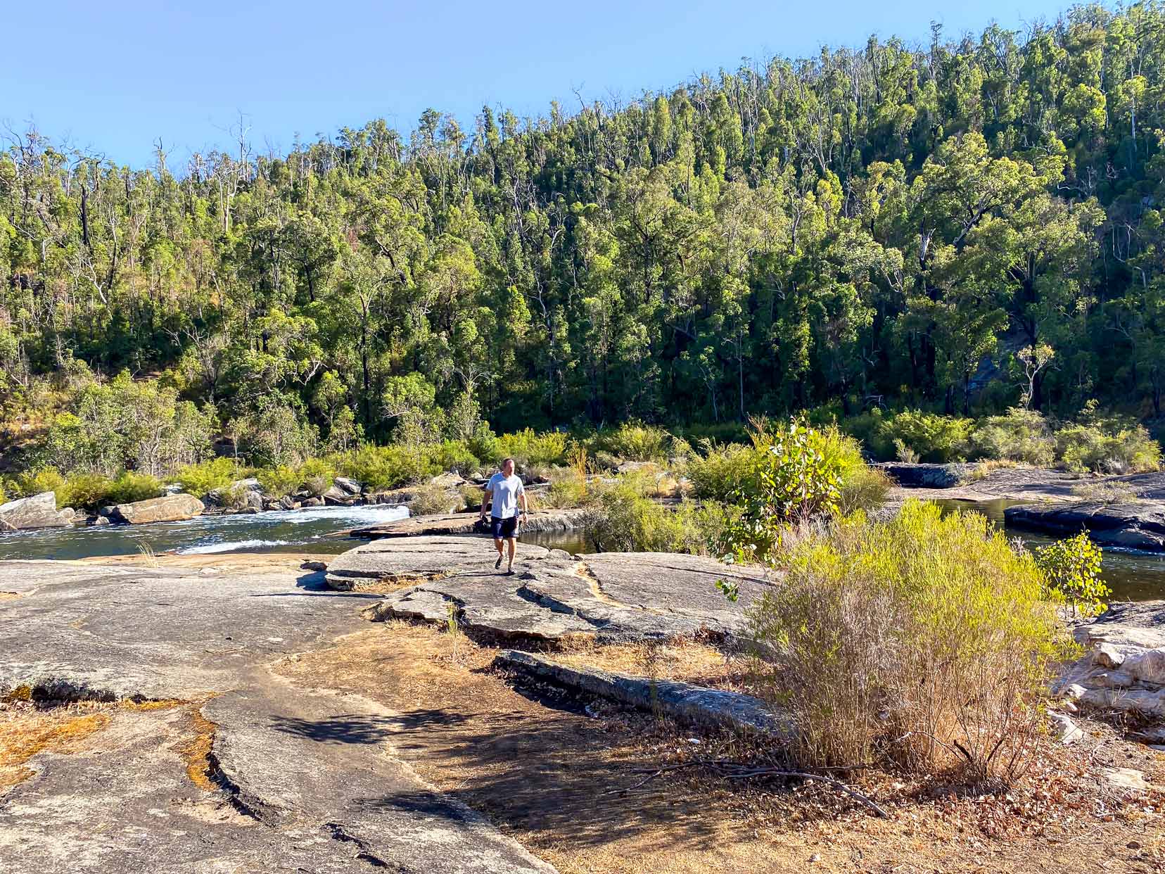 lars on the flat granite area of Big Rock along Lennard Drive 