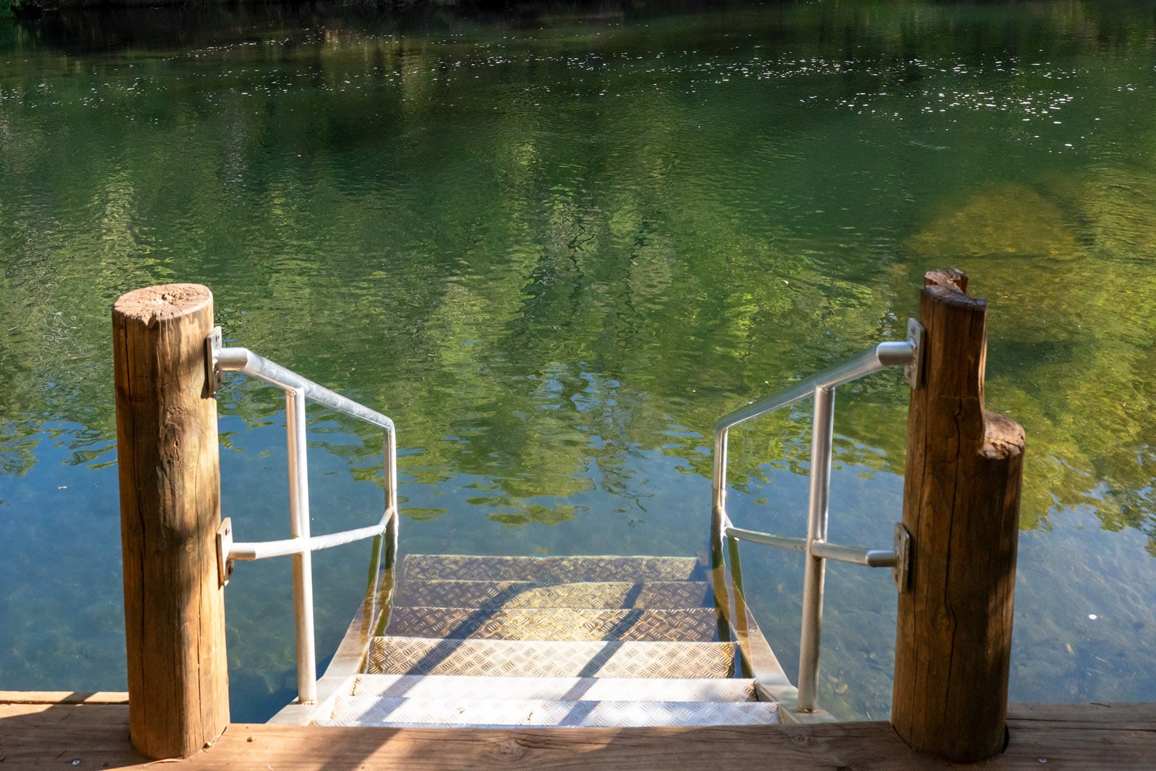 Long Pool Steps into the water 