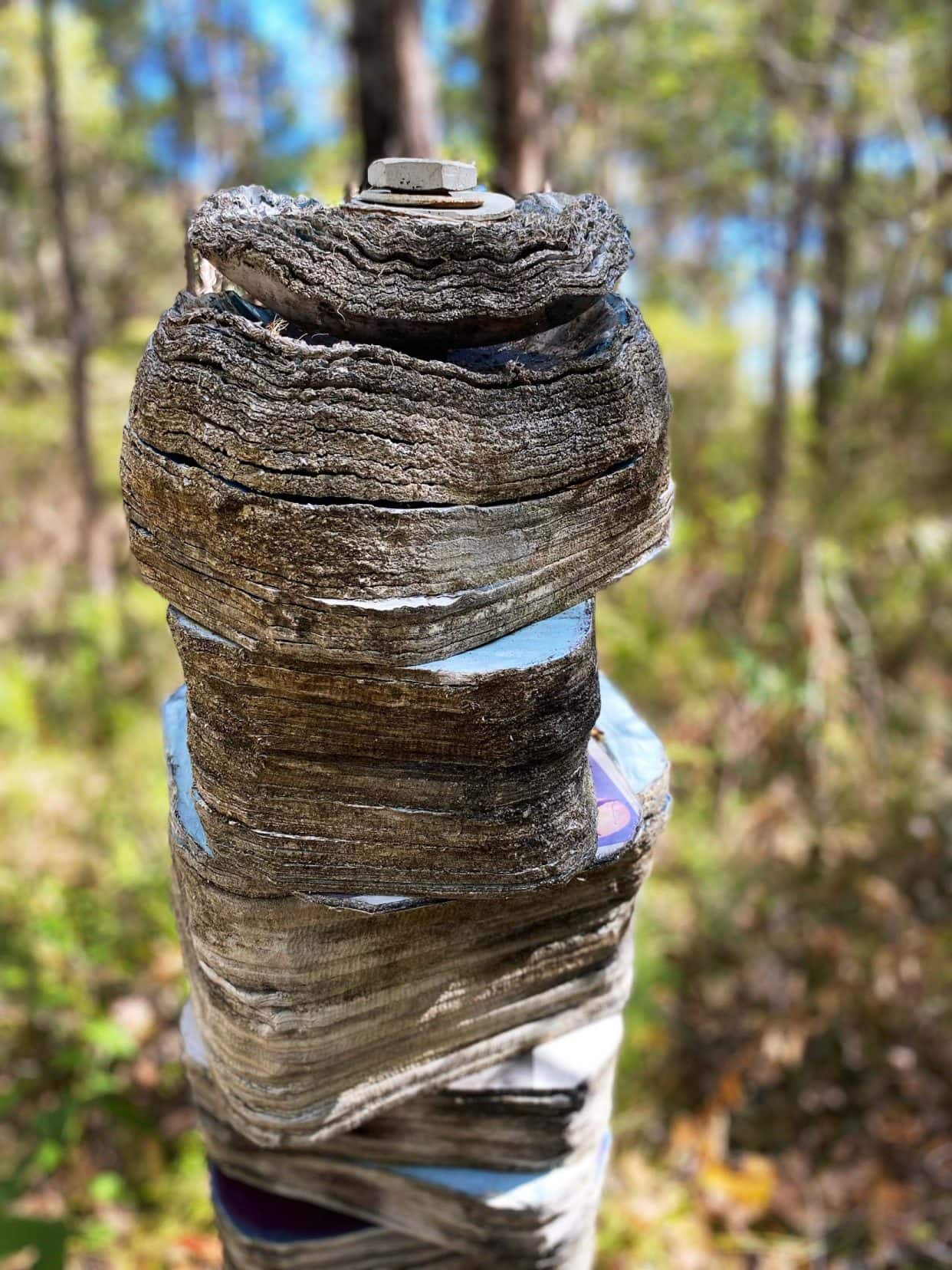 Paper and documents made into a pillar 