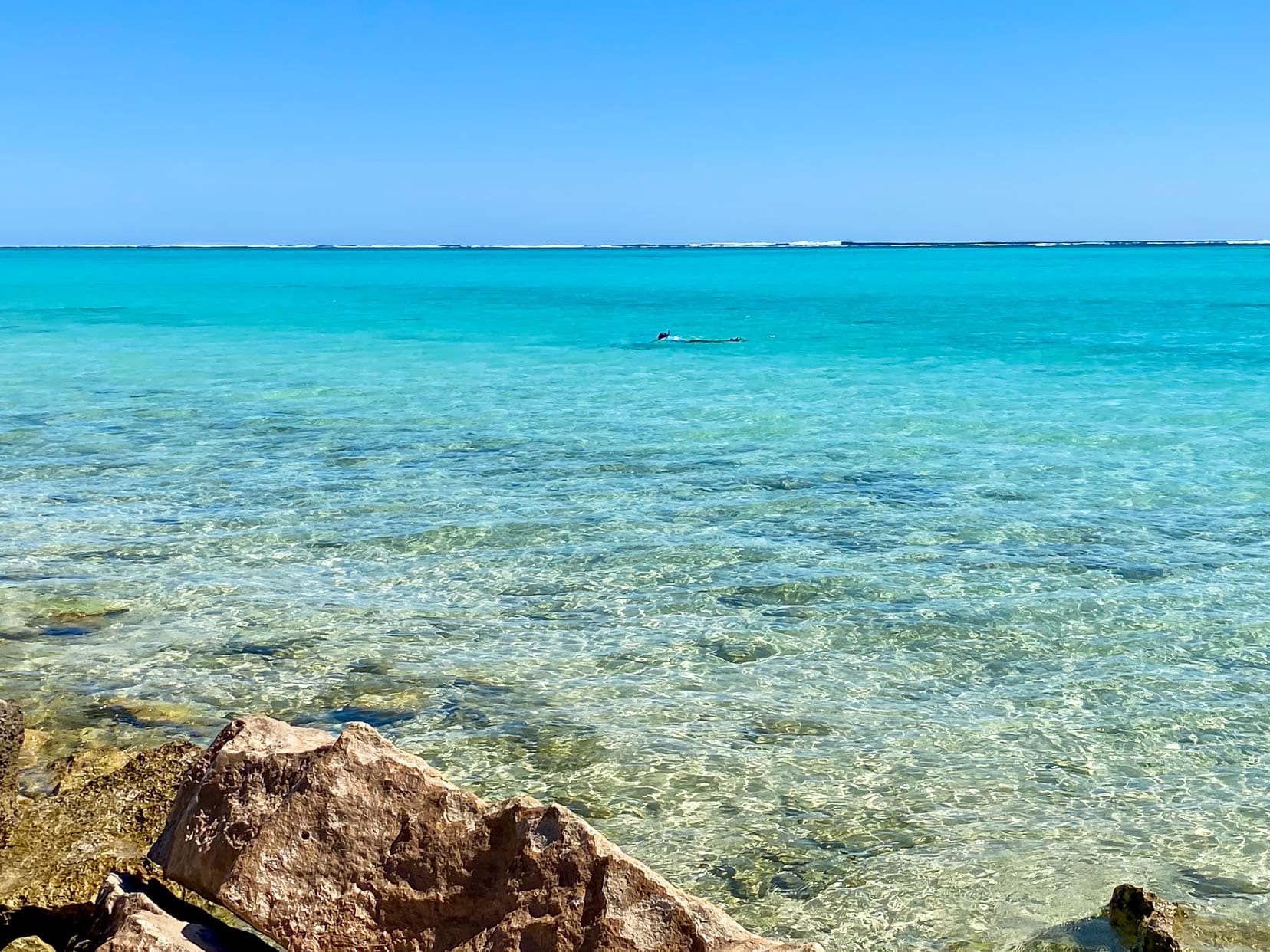 Lars snorkelling at Kurrajong - clear turquoise water 