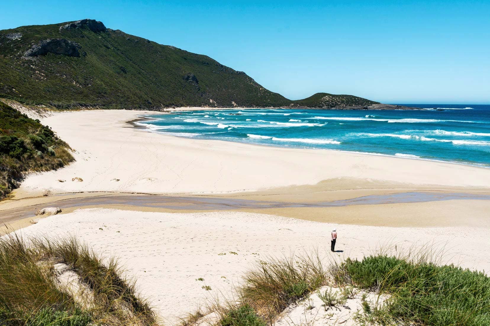 Camping-in-WA-Conspicuous-Cliff-with-Shelley stood on beach 